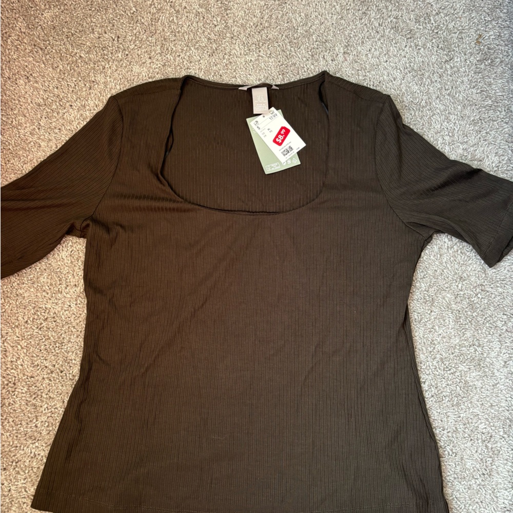 HM Dark Brown, 3/4 sleeve shirt